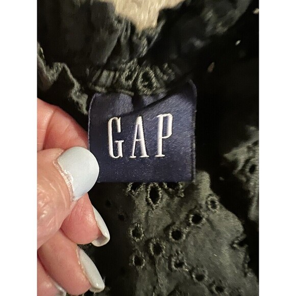 Gap Olive Green Eyelet Three-Quarter Sleeve Top Blouse Oversized Size Small Tall - Picture 6 of 6